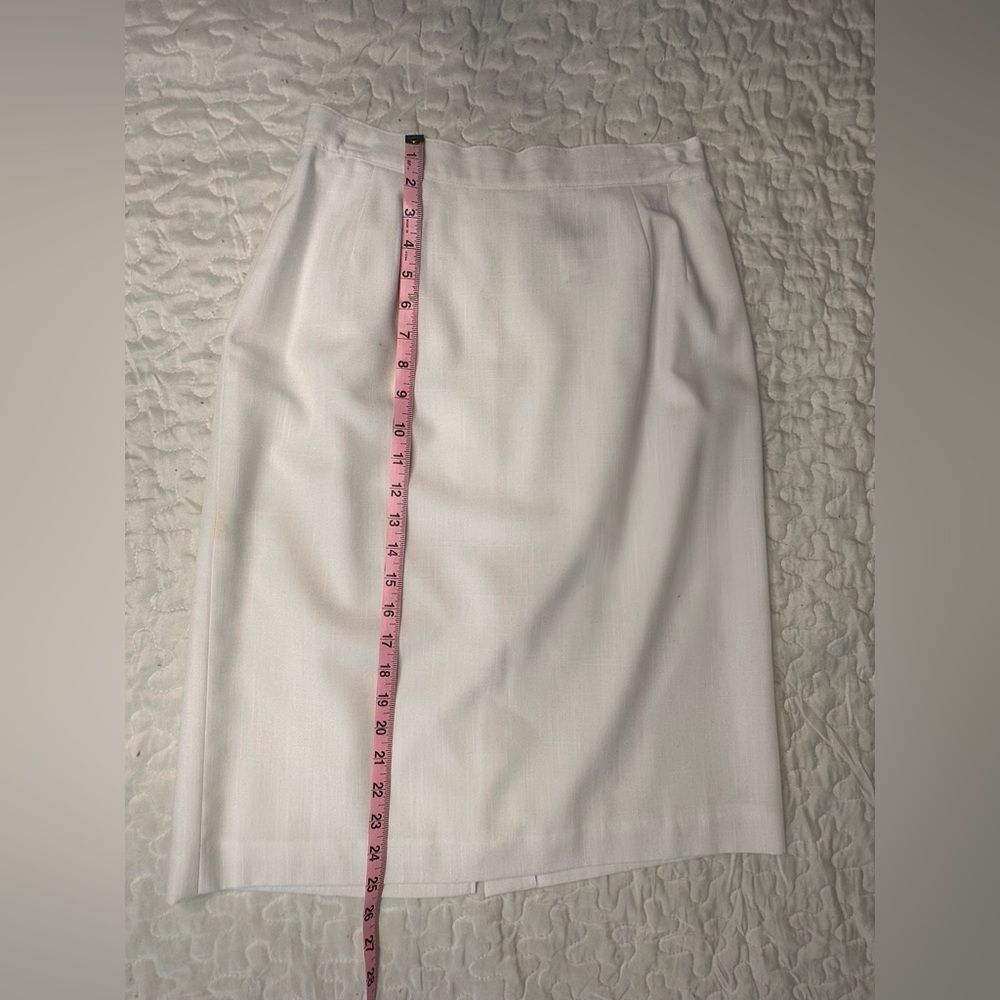 Vintage 90s Block Island Petites White Pencil Skirt High Waist Minimalist 12P - Picture 12 of 12